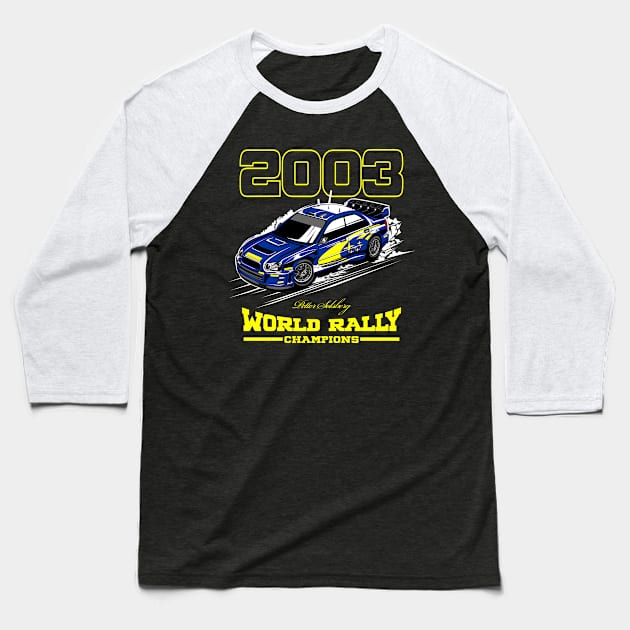 Subaru Impreza 2003 World Champion Baseball T-Shirt by aredie19